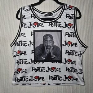 Tupac Shakur Jersey Style Crop Top Womens XL‎ Poetic Justice